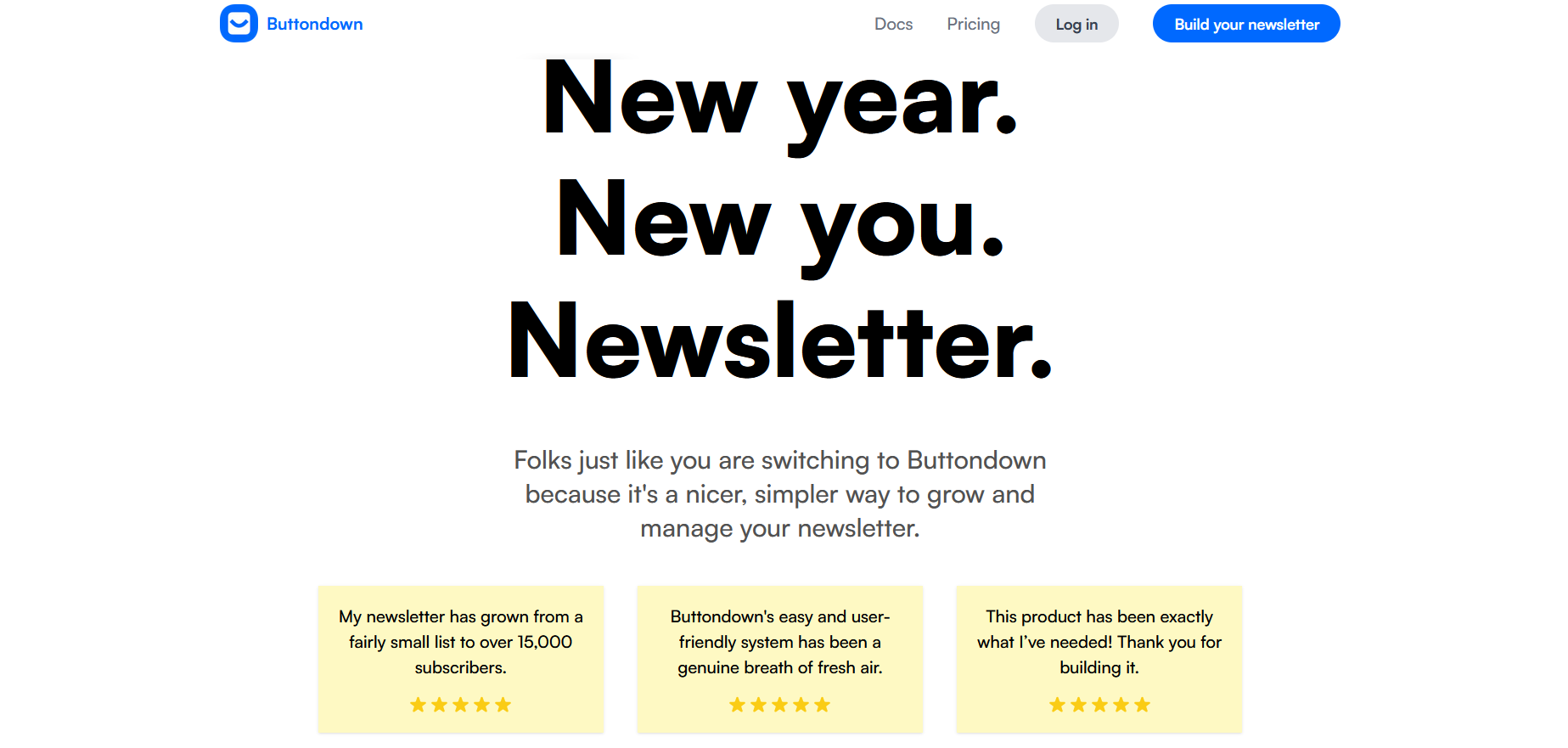 buttondown homepage
