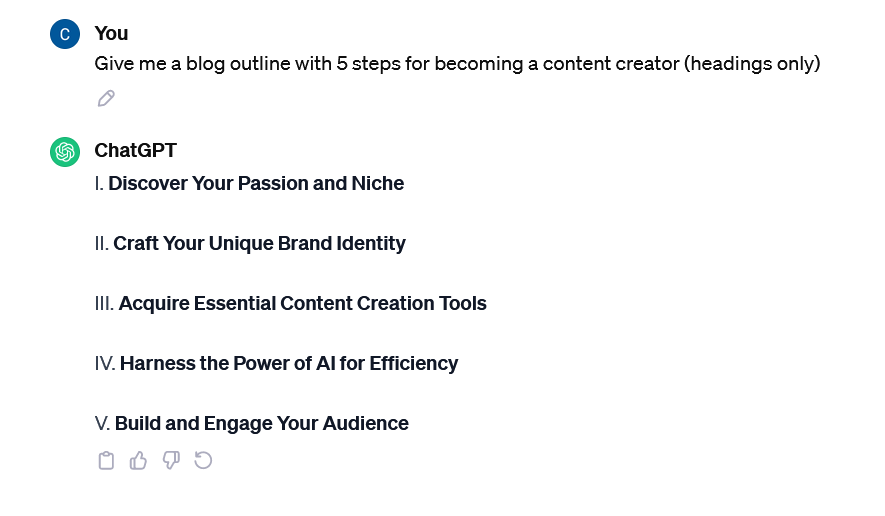 ChatGPT headings