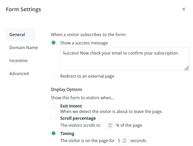 ConvertKit Form Settings